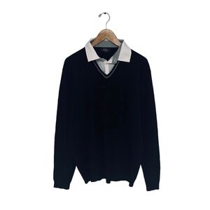 INC‎ International Concepts Vintage Sweater Women's Size XL Black Knit Collared